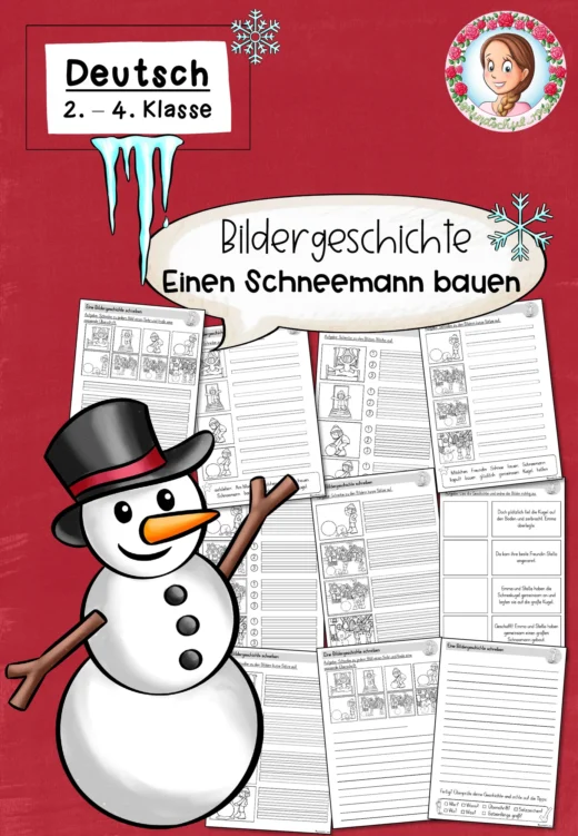 Bildergeschichten/Geschichten schreiben: "Einen Schneemann bauen" Winter (2.-4. Klasse)