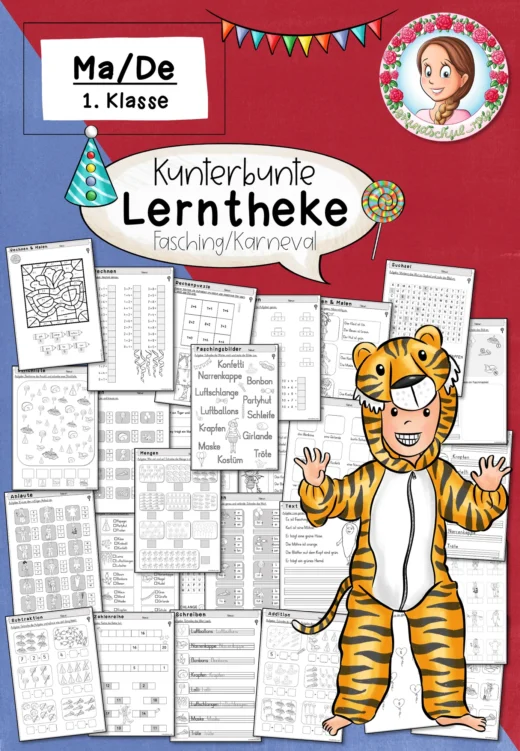Lerntheke Fasching Klasse 1 Kunterbunte Freiarbeit Deutsch Mathematik