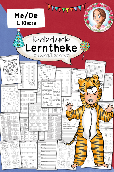 Lerntheke Fasching Klasse 1 Kunterbunte Freiarbeit Deutsch Mathematik (770220)