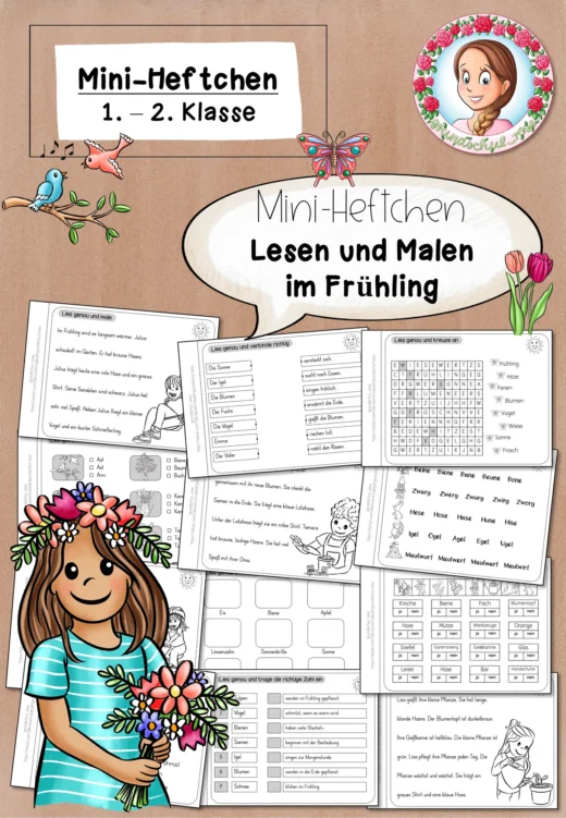 Mini-Heft Frühling Klasse 1 Lesen und Malen