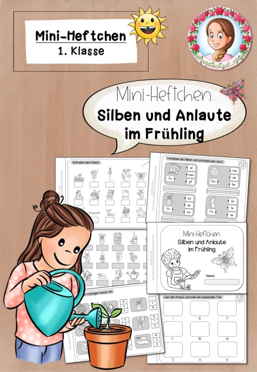 Mini-Heftchen Silben und Anlaute im Frühling für Klasse 1