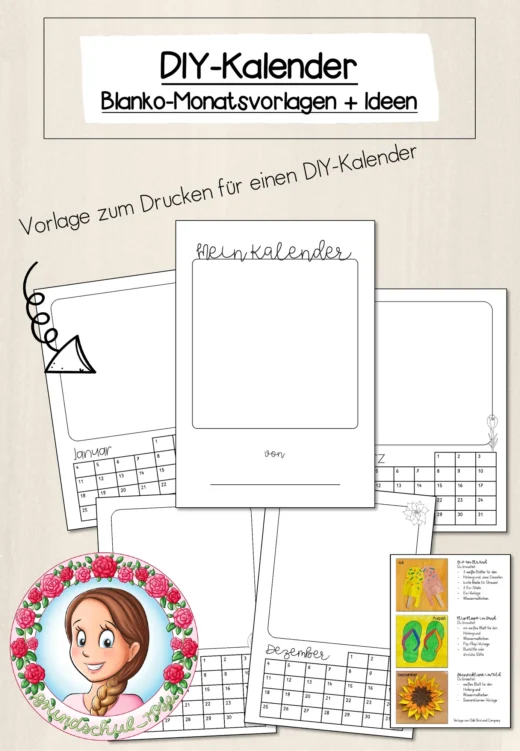 DIY-Kalender zum Gestalten / Blanko-Vorlage Kalender