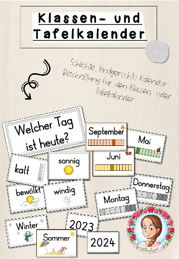 Cover: Klassen- und Tafelkalender in Grau | Classroommanagement – digitales Unterrichtsmaterial für die Grundschule