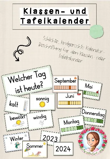 Cover: Klassen- und Tafelkalender in Mintgrün | Classroommanagement – digitales Unterrichtsmaterial für die Grundschule