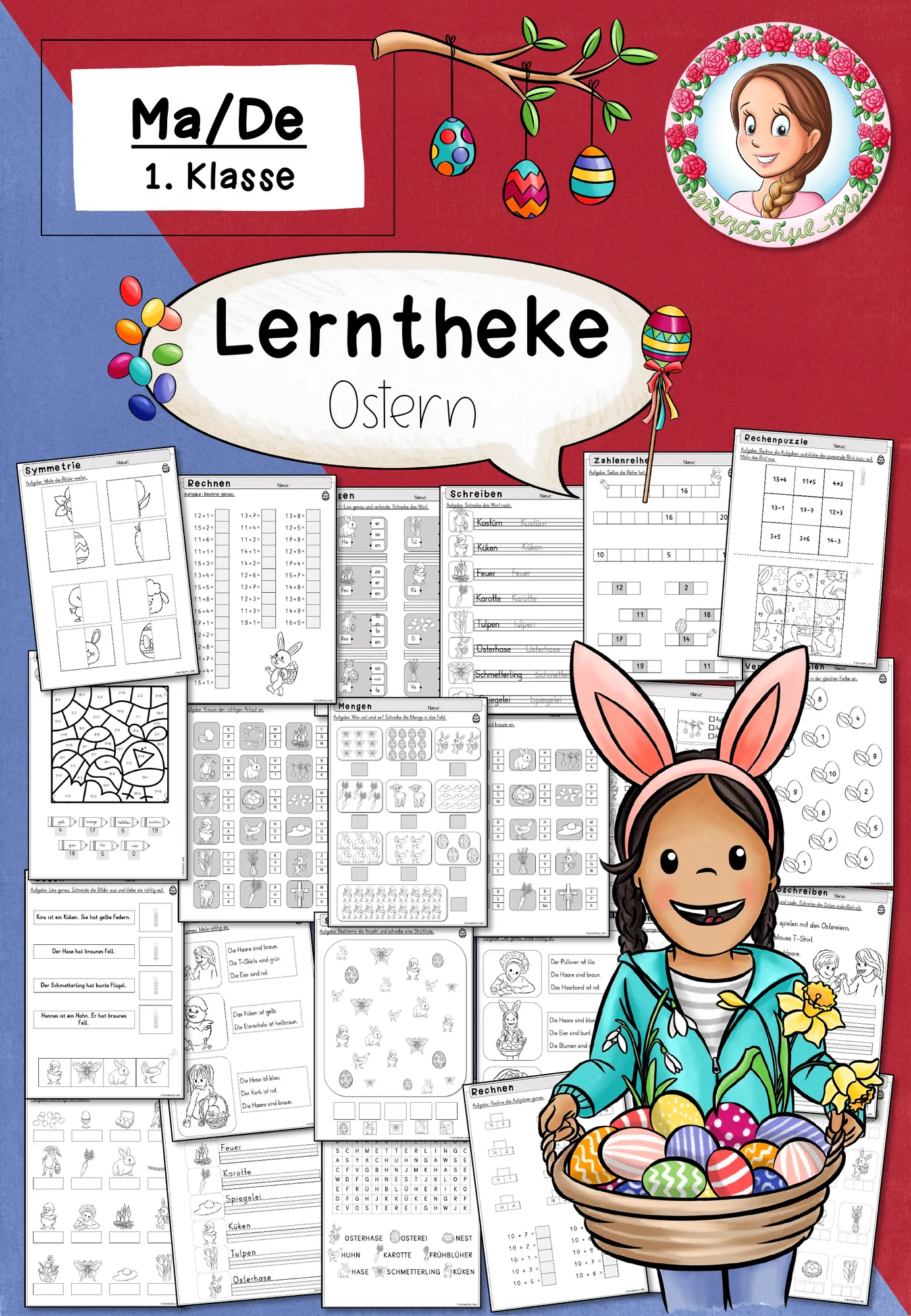 Lerntheke Ostern (Klasse 1) Deutsch Mathe Freiarbeit