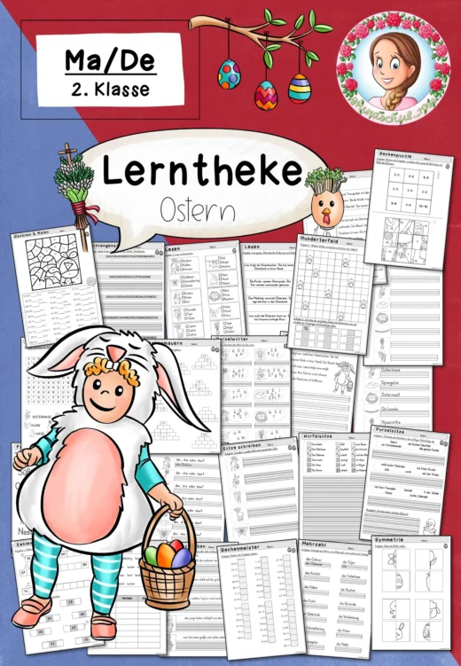 Lerntheke Ostern (Klasse 2) Deutsch Mathe Freiarbeit