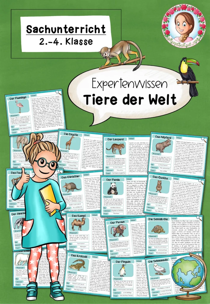 Tiere der Welt Grundschule | Wissenskartei Zootiere Sachunterricht Klasse 2-4 Cover