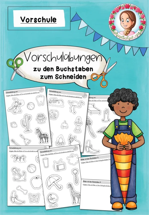 Schneideübung Vorschule Kita Buchstaben ABC
