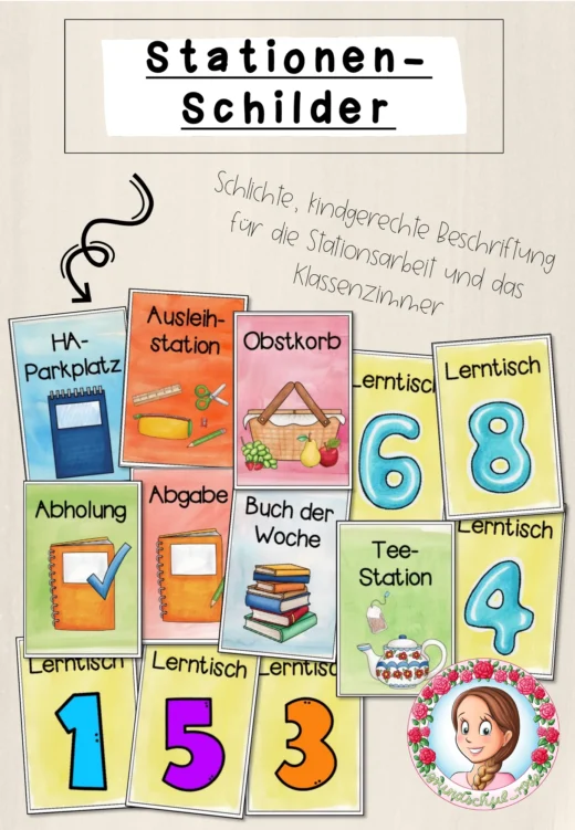Stationsschilder / Classroommanagement