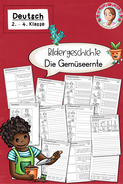 Bildergeschichten/Kurzgeschichten schreiben: Gemüseernte / Frühling (2.-4. Klasse) (825888)