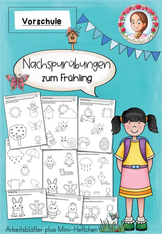 Cover: Vorschule Nachspuren Frühling | Schwungübungen für Kita – digitales Unterrichtsmaterial für die Grundschule