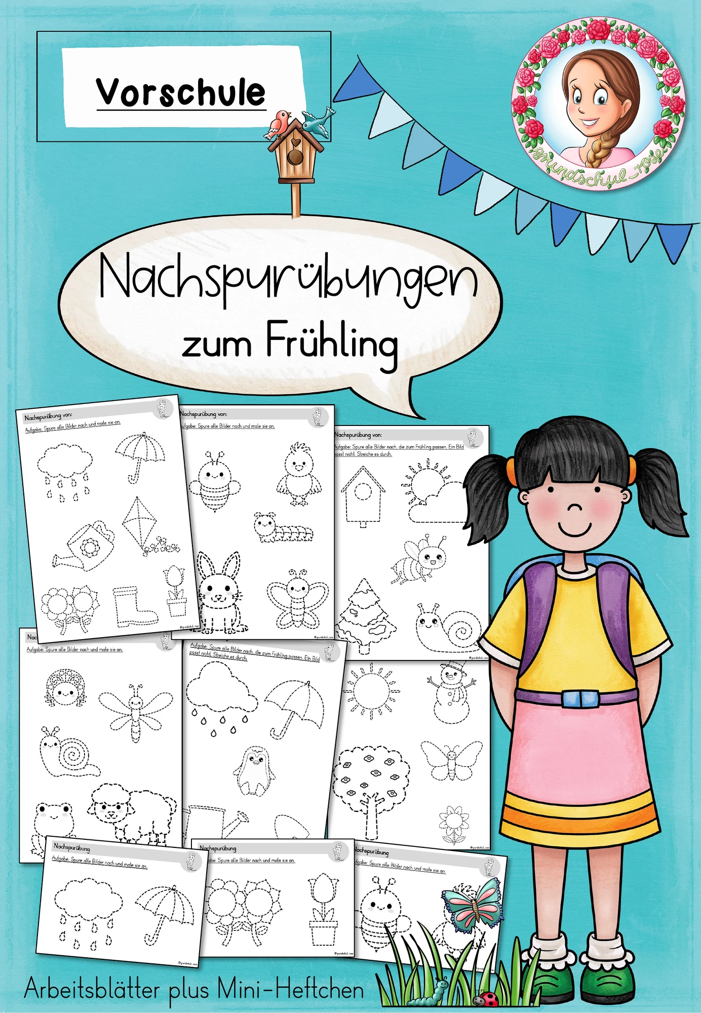Vorschule Nachspuren Frühling | Schwungübungen für Kita
