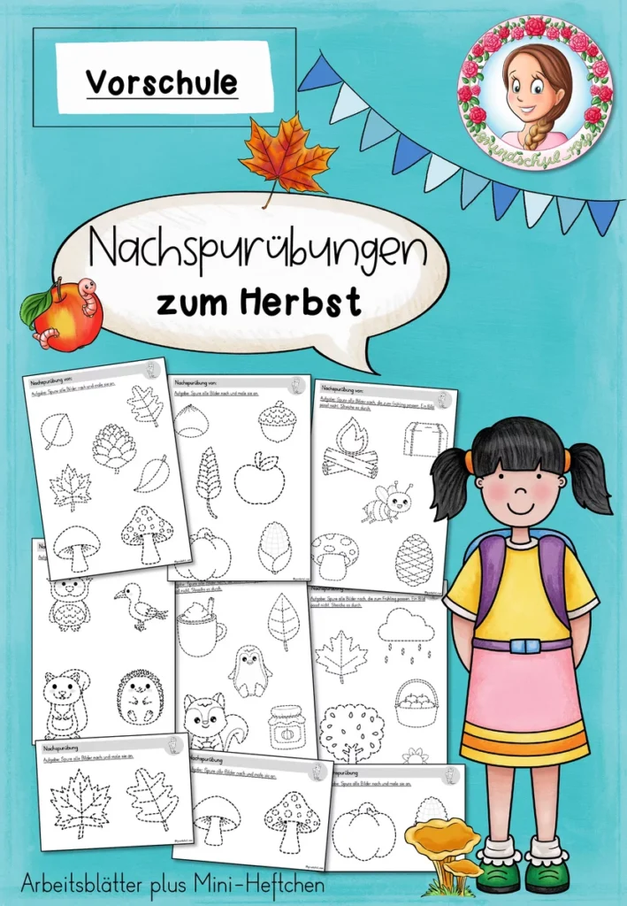 Nachspuren Herbst Vorschule Arbeitsblätter Cover
