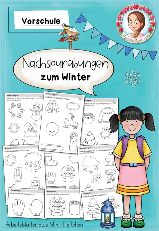 Arbeitsblätter Vorschule Kita Winter Nachspuren