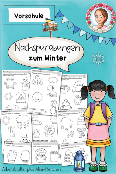 Arbeitsblätter Vorschule Kita Winter Nachspuren (826492)