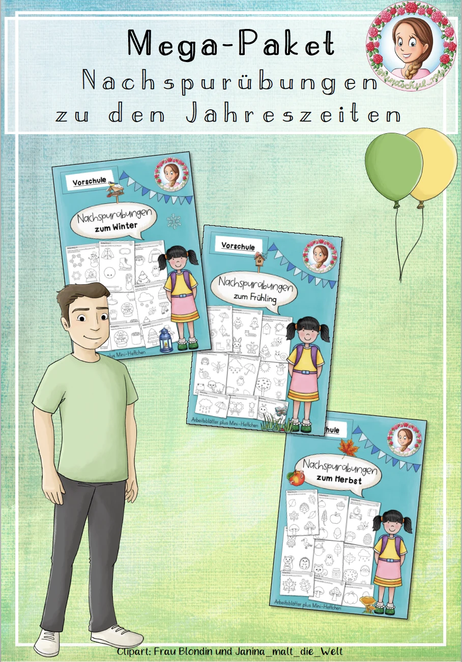 Cover: Vorschule Nachspuren Jahreszeiten | Mega-Paket Schwungübungen – digitales Unterrichtsmaterial für die Grundschule