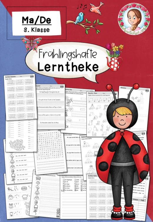 Lerntheke Frühling Klasse 3 für Deutsch und Mathe