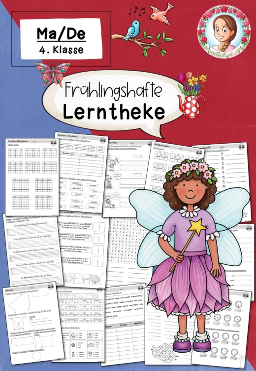 Lerntheke Frühling Klasse 4 für Deutsch und Mathe