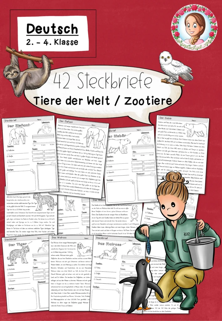 Tiere der Welt Steckbriefe | Zootiere Sachunterricht Klasse 2-4 Cover