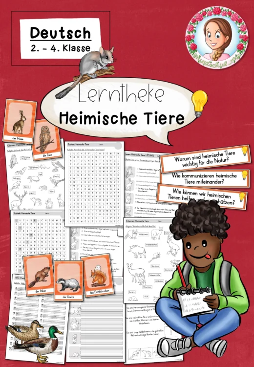 Lerntheke Heimischen Tieren / Heimische Wildtiere plus Bildkarten und Impulsfragen (2.-4. Klasse)