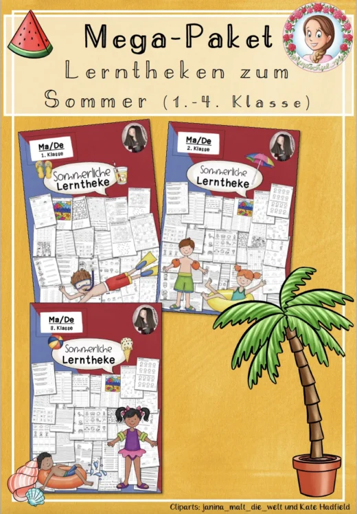 Mega-Paket Sommerliche Lerntheke / Sommer / Sommerhefte (1.-4. Klasse)