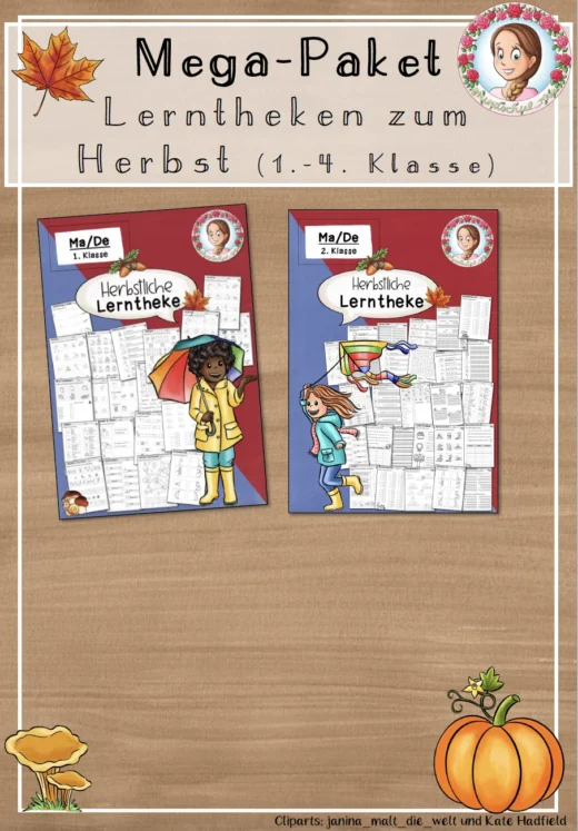 MEGA-Paket: Herbstliche Lerntheke & Übungshefte (1.–2. Klasse)