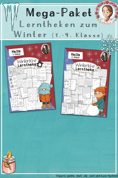 Mega-Paket Winterliche Lerntheke Winter (Klasse 1 bis 2) Deutsch Mathematik (833162)
