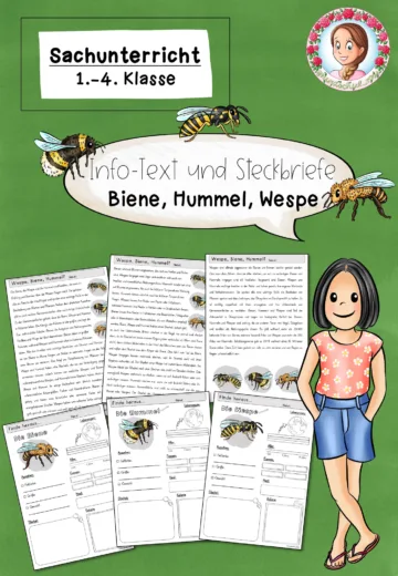 Cover: Biene Sachunterricht Steckbriefe | Hummel Wespe Klasse 1-4 – digitales Unterrichtsmaterial für die Grundschule