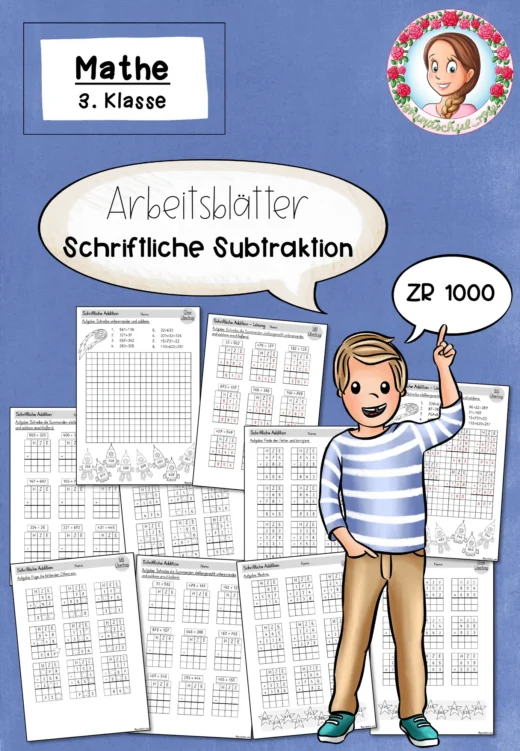 Arbeitsblätter zur schriftlichen Subtraktion / schriftliche Subtraktion ZR 1000 (3. Klasse)