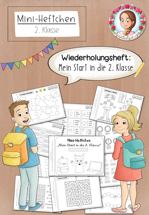 Wiederholungsheft Klasse 1 Mathematik Deutsch Mini-Heftchen
