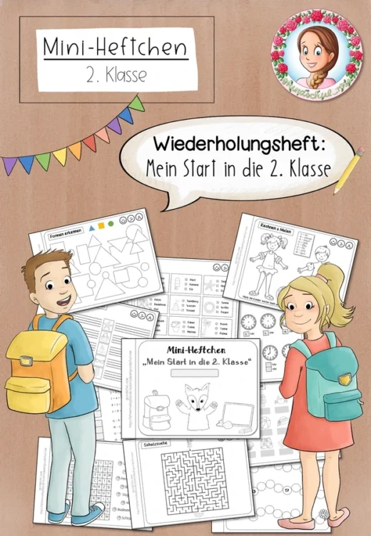 Wiederholungsheft Klasse 1 Deutsch & Mathe | Fit für Klasse 2
