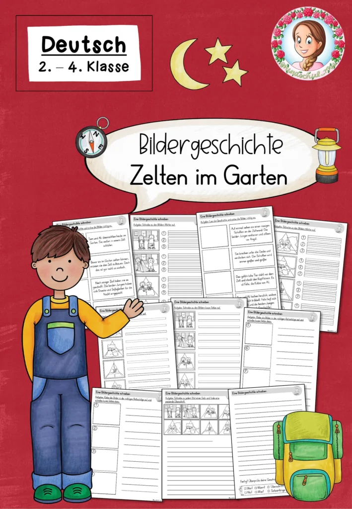 Bildergeschichte Zelten im Garten - Sommer Deutsch Klasse 2-4