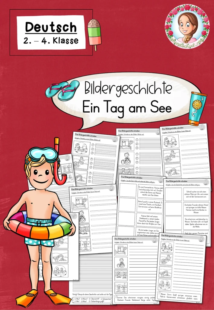 Bildergeschichte Sommer Tag am See - Geschichten schreiben Klasse 2-4