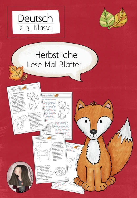 Herbst: Lesen & Malen – Lese-Mal-Blätter Deutsch (2./3. Klasse)
