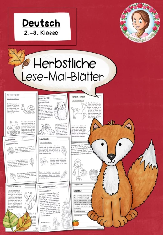 Lesemalblätter Herbst Deutsch | Klasse 2-3