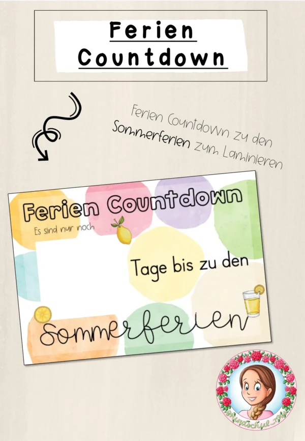 Sommerferien Countdown | Ferien Countdown Freebie – Cover für Classroommanagement, 1. Klasse, 2. Klasse