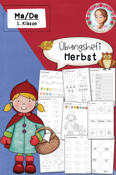 Kostenlos – Herbst – Übungsheft Deutsch & Mathematik für die 1. Klasse (87272)