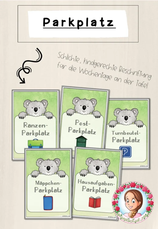 Koala-Klasse: Parkplatz-Karten (Classroommanagement)