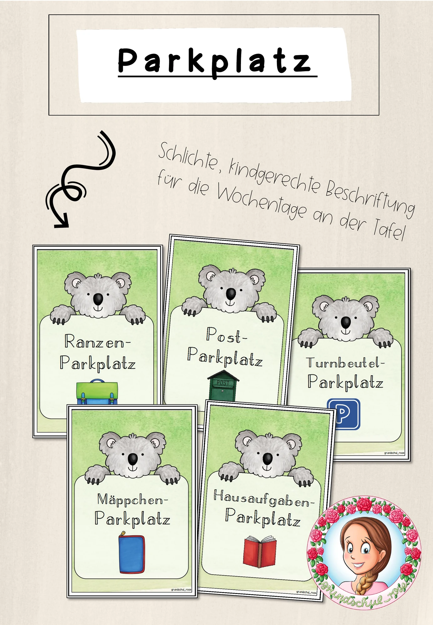 Koala-Klasse: Parkplatz-Karten (Classroommanagement)