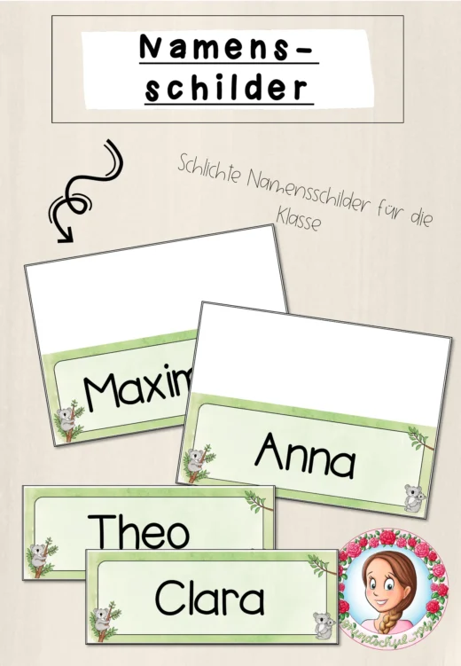 Koala-Klasse: Namensschilder (Classroommanagement)