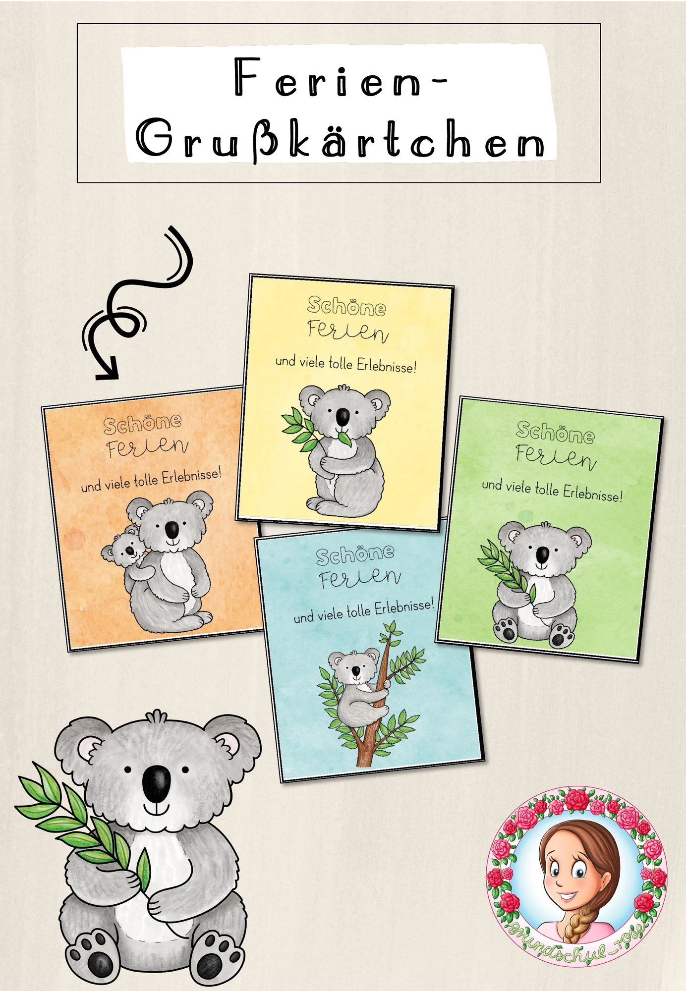 Koala-Klasse Feriengruß | Sommerferien Schuljahresende