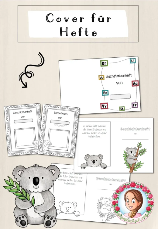 Koala-Klasse: Deckblätter für Hefte (Classroommanagement)