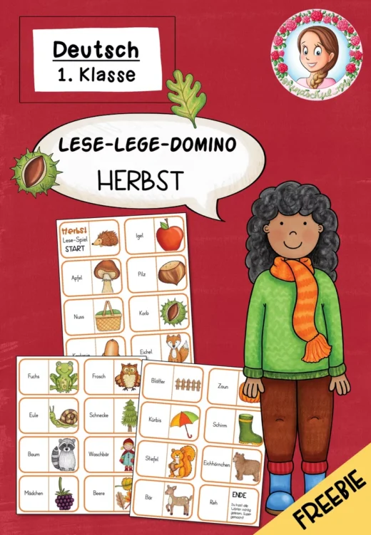 Cover: Lese-Lege-Domino Herbst | Lesetraining Klasse 1-2 kostenlos – digitales Unterrichtsmaterial für die Grundschule
