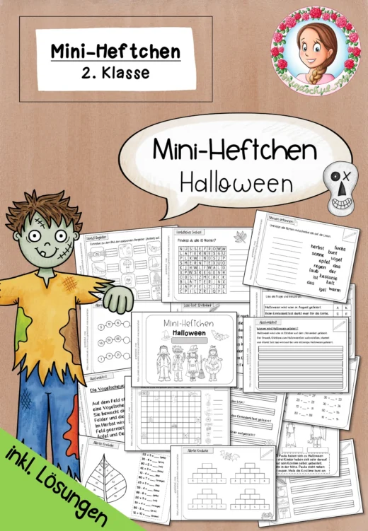 Halloween Mini-Heft Klasse 2 | Lesen, Schreiben und Rechnen