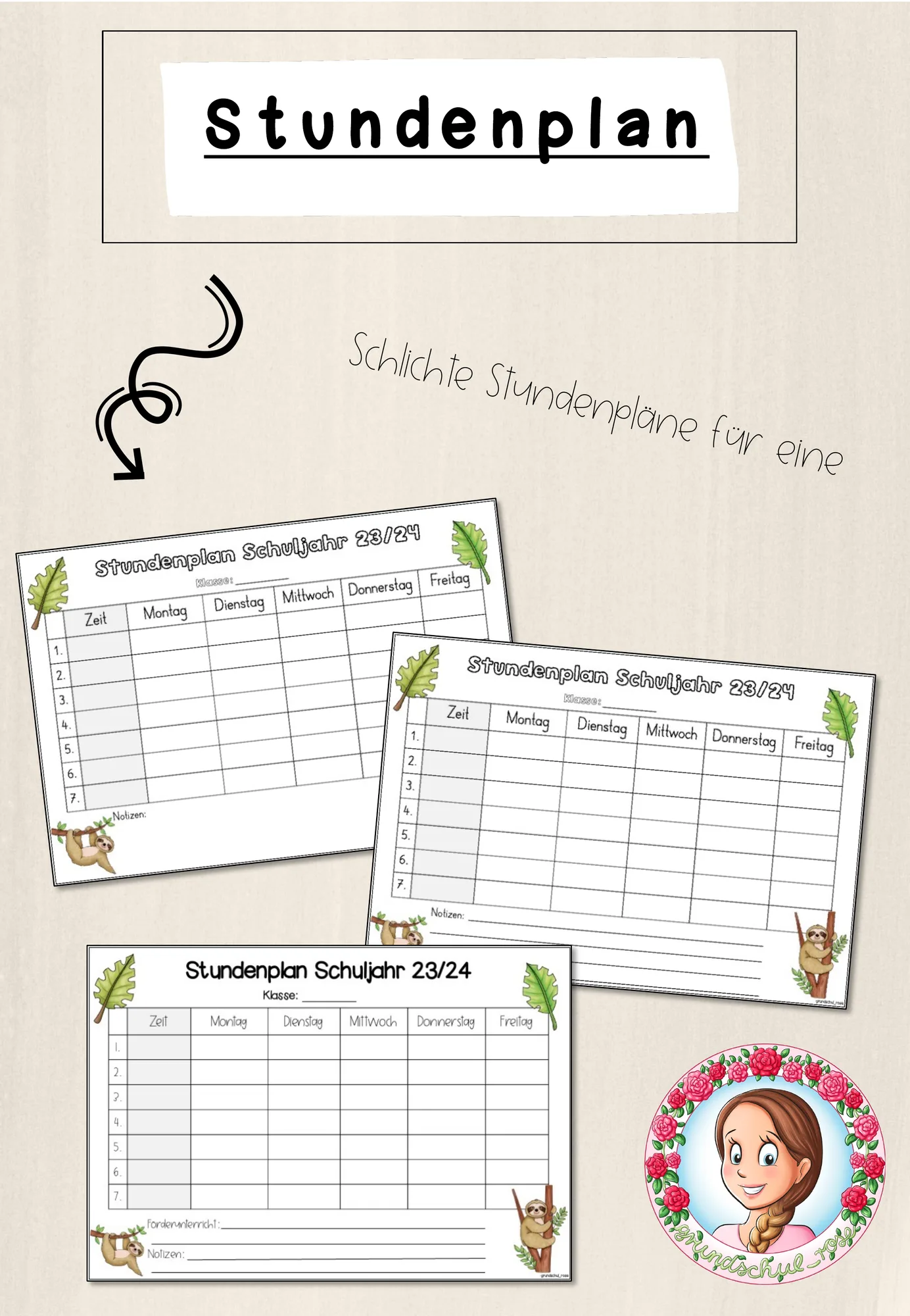 Faultier-Klasse: Stundenplan (Classroommanagement)