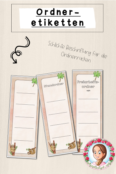 Faultier-Klasse: Ordnerrücken (Classroommanagement) (887526)