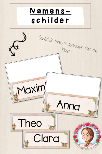 Faultier-Klasse: Namensschilder (Classroommanagement) (887529)