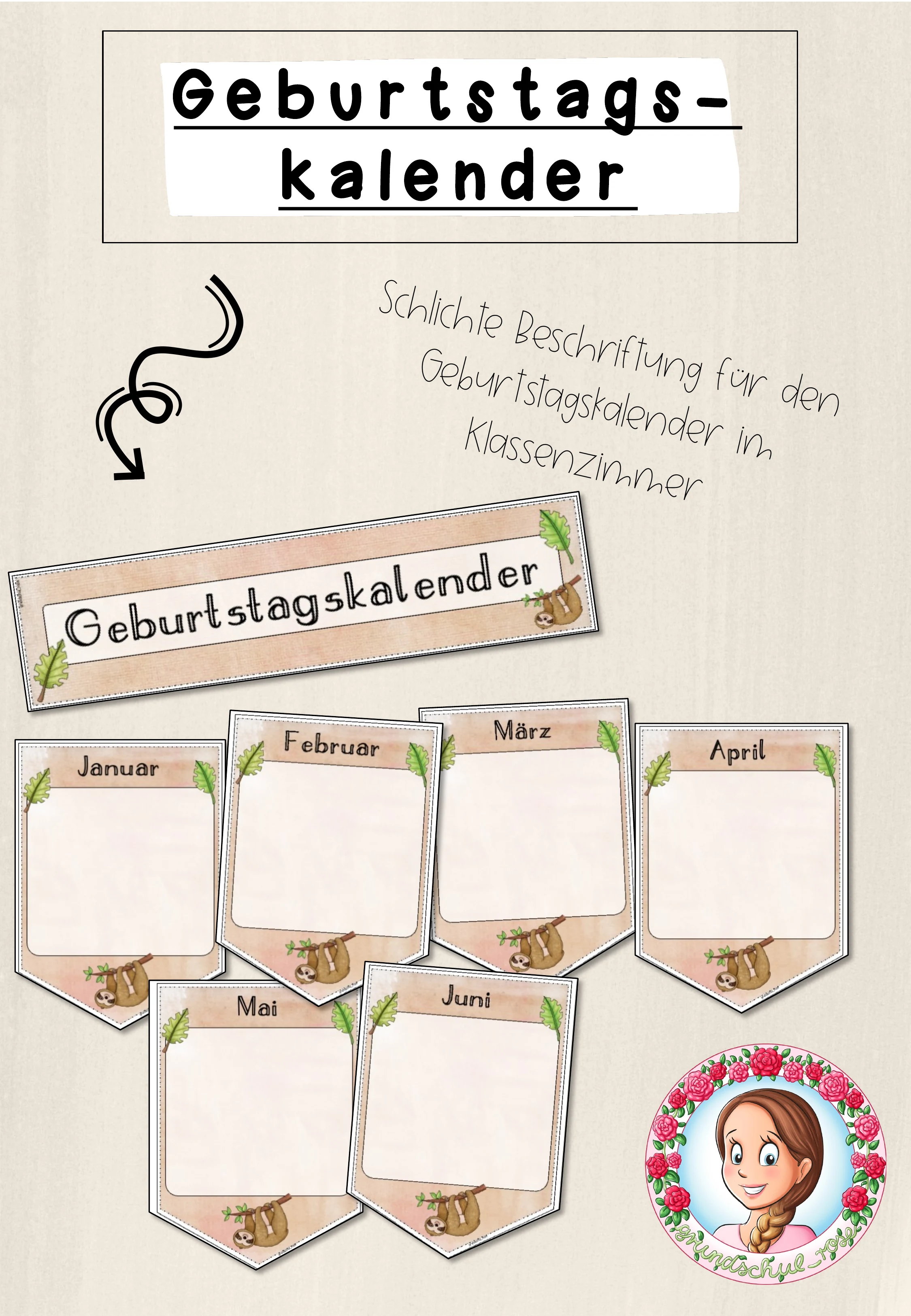 Faultier-Klasse: Geburtstagskalender (Classroommanagement)