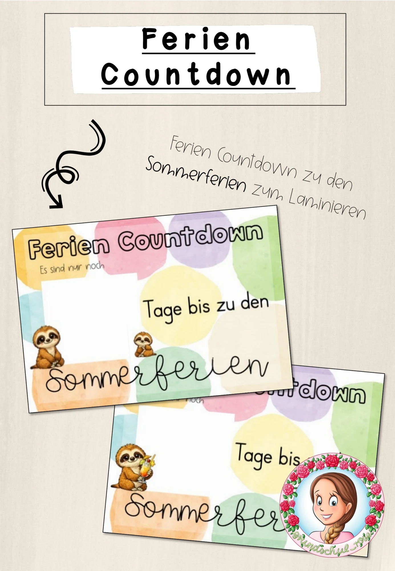 Faultier-Klasse: Ferien Countdown (Classroommanagement)