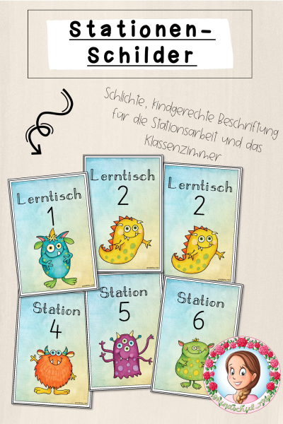 Monster-Klasse: Stationsschilder (Classroommanagement) (891155)